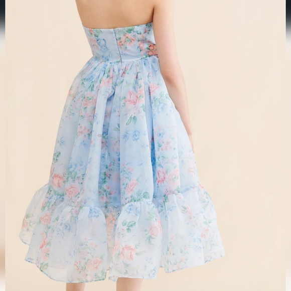 NWT Free People x Selkie 'French Corset Puff Dress' in Blue Floral - Picture 10 of 11